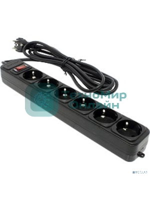 Сетевой фильтр ExeGate EX119393RUS SP-6-3B (6 розеток, 3 м, евровилка, черный)