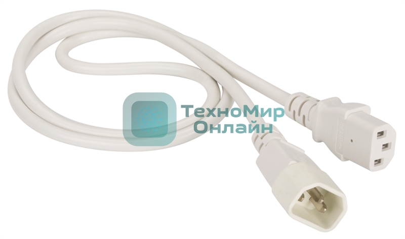 Шнур питания Lanmaster C13-C14, 3х0.75, 220В, 10А, белый, 2 метра
