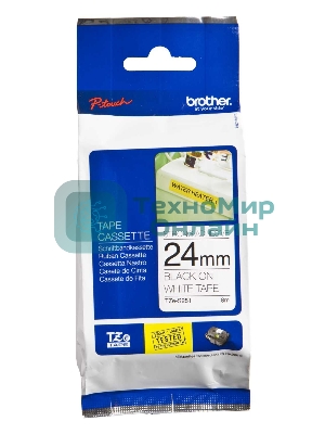 Наклейка ламинированная повышенной адгезии Brother TZe-S251 (24 мм черн/бел)