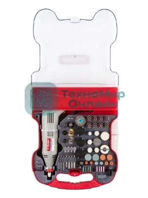 Прямошлифовальная машина (гравер) Зубр Гравер ЗГ-130ЭК H172 электрический с набором мини-насадок в кейсе, 172 предмета