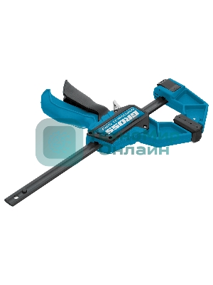 Струбцина реечная Gross быстрозажимная, пистолетного типа, пошаг. механизм, пластиковый корпус,150 мм