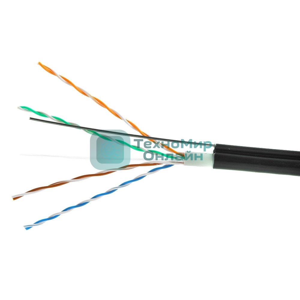 Кабель Cablexpert UPC-5051E-4-CU-OUTR, UTP outdoor 4x2x0.51 на тросу, медный, кат.5e, однож., 305м, coil, черный