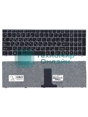 Клавиатура для ноутбука Lenovo IdeaPad B5400 M5400 черная с серебристой рамкой