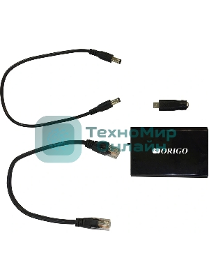 PoE-сплиттер ORIGO OPE301GS/A1A 802.3af/at, 1x1000Base-T PoE In, 1x1000Base-T, выход: 5/9/12В DC