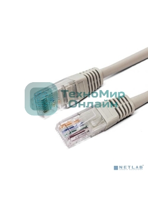 Кабель патч-корд, Filum FL-U6-2M U/UTP 6 cat. 2м, 26AWG(7x0.16 мм), омедненный алюминий (CCA), PVC, серый
