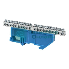 Шина нулевая N 6х9 20 отвер. никель син. изолятор на DIN-рейку PROxima EKF sn1-63-20-d