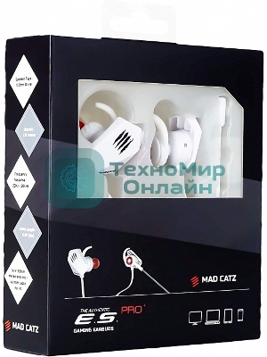 Игровые мобильные наушники белые Mad Catz E.S. PRO+ (3.5 мм jack, 13.5 мм неодимовые магниты, 32 Ом, 20 ~ 20000 Гц, микрофон)
