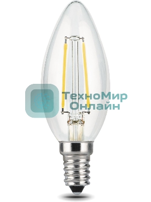 Лампа светодиодная филаментная Gauss 11Вт цок.: E14 свеча 220B 2700K св. свеч. бел.теп. C37 (упак.: 10 шт) (103801111)