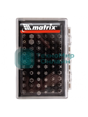 Набор бит Matrix с магнитным держателем, CrV, 61шт