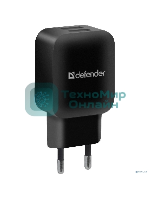 Сетевой адаптер Defender 2xUSB, 5V/2.1А, черный, пакет (EPA-13)