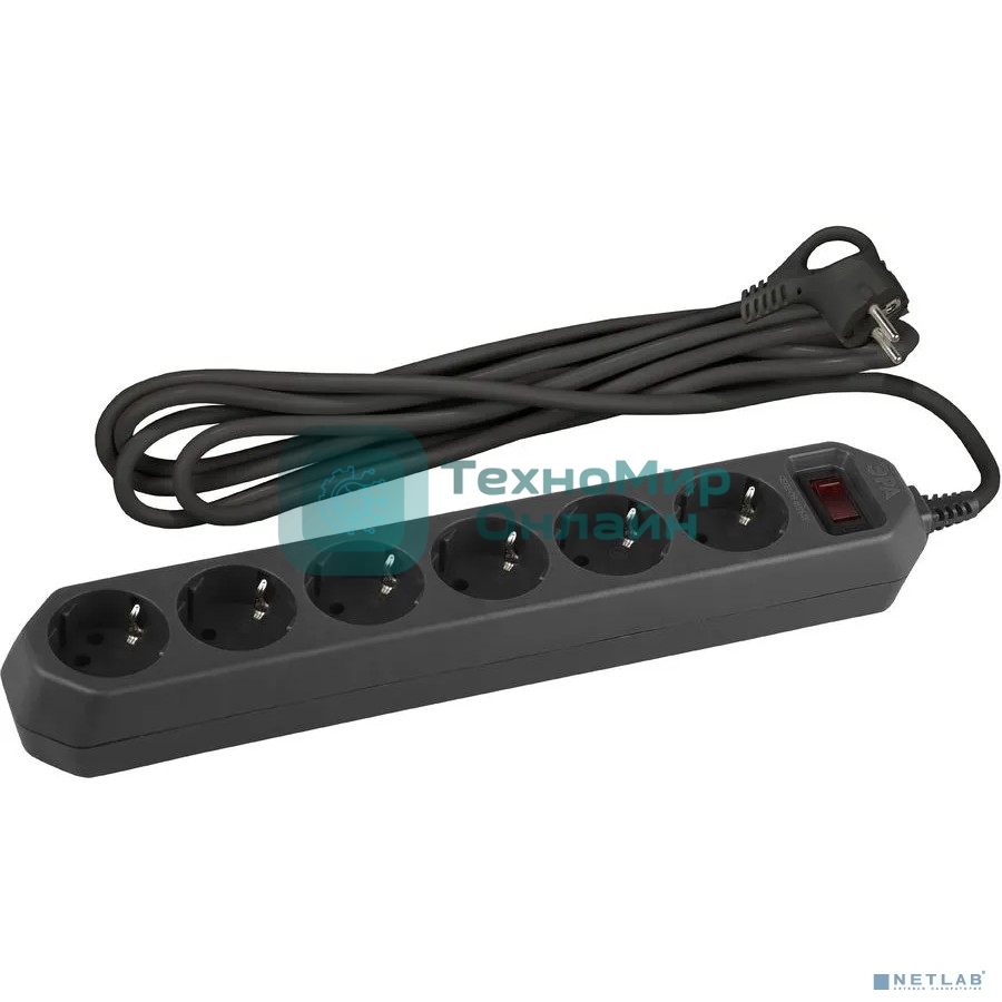 Сетевой фильтр USF-6es-5m-B-BOX Сет.фильтр базовая защита, с/з, с выкл, 6гн, 5м, ПВС, 10А, Б0037265 ЭРА