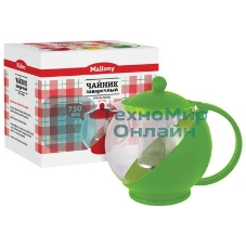 Чайник заварочный MALLONY Variato, 750 мл (стекло, пластик корпус, металл.ситечко), цвета в ассорт.