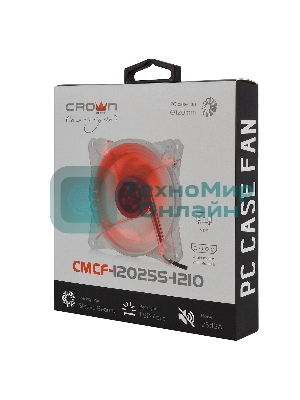 Вентилятор для корпуса Crown CMCF-12025S-1210 прозрачный/красный, 120 мм, 1650 об/мин, 28 дБ, 3 pin