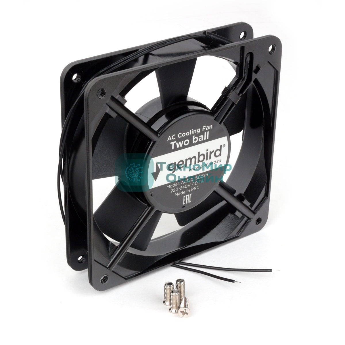 Вентилятор для корпуса Gembird черный, 120 мм, 2100 об/мин, 37.5 дБ, 2 pin