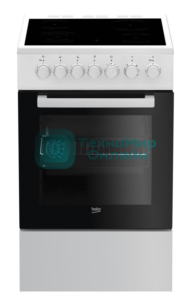 Плита электрическая Beko FSE57110GW белый, конфорок 4 шт, духовка 55 л, гриль, 50 см x 85 см x 60 см
