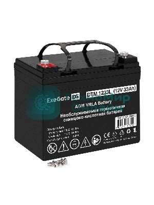 Аккумуляторная батарея ExeGate DTM 1233L (12V 33Ah, болт М6)