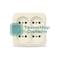 Розетка 4-м ОП 10А IP20 квадрат. без заземл. сл. кость IONICH 1453