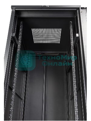 Шкаф коммутационный Lanmaster (TWT-CBB-42U-6X10-G1) напольный 42U 600x1000 мм пер. дв. стекл задн. дв. спл. стал. лист 2-хст. 2 бок. пан. 800 кг черный IP20