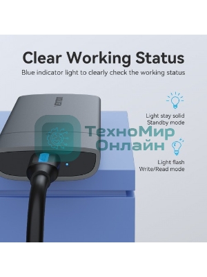 Корпус для SSD Vention USB 3.1 Gen 2-C M.2 NVMe Серый