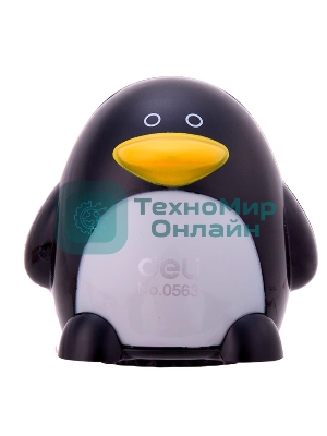 Точилка для карандашей ручная Deli Пингвин E0563, 2 отверстия, пластик, ассорти блистер