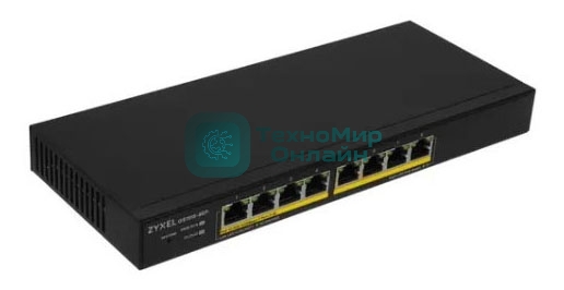 Коммутатор гибридный Smart L2 PoE+ Zyxel NebulaFlex GS1915-8EP, 8xGE PoE+, бесшумный (без вентилятора), бюджет PoE 60 Вт, автономное/облачное управление