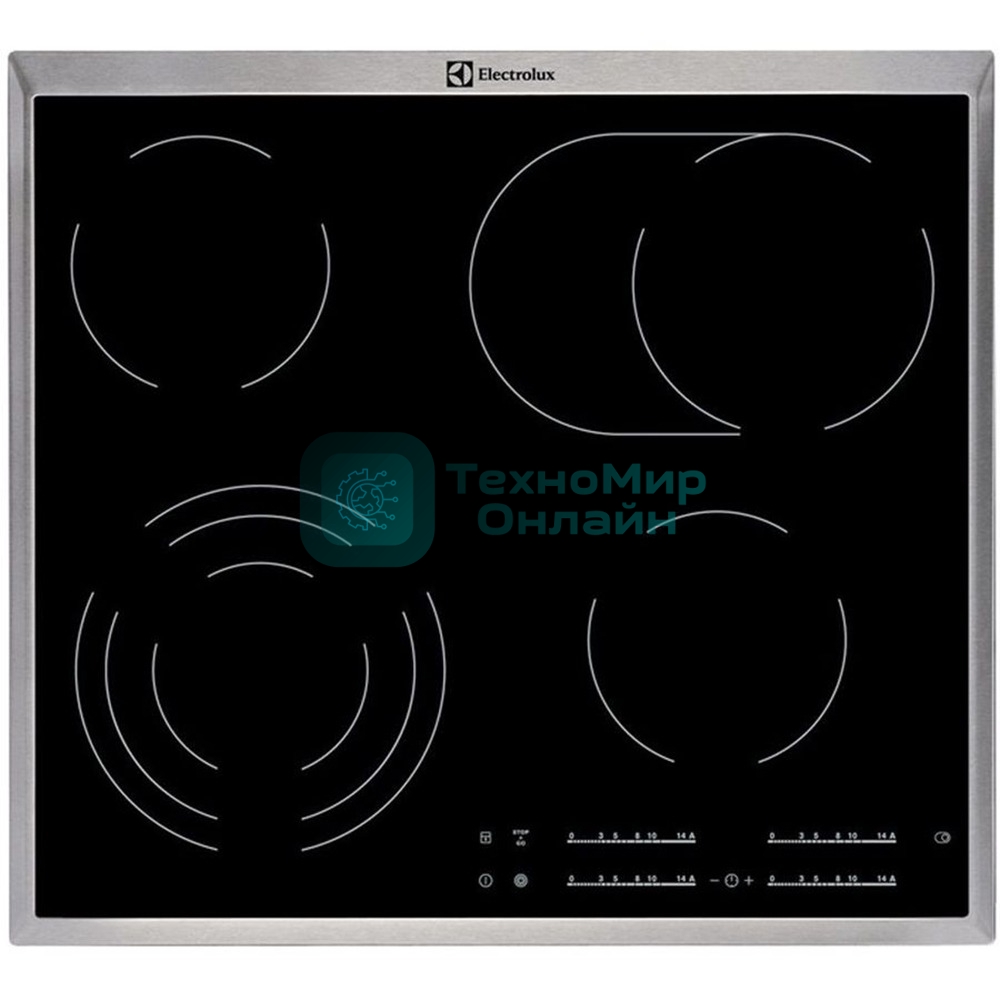 Встраиваемая варочная поверхность Electrolux электрическая, 60 см, серебристая рамка, черный