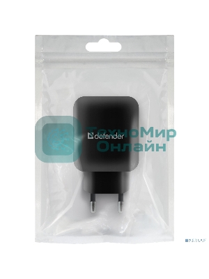 Сетевой адаптер Defender 2xUSB, 5V/2.1А, черный, пакет (EPA-13)