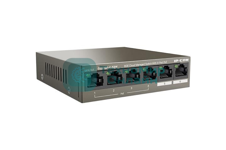 Коммутатор сетевой IP-COM G2206P-4-63W 4x10Base-T/100Base-TX/1000Base-T 2x1000Base-T PoE порты 4 Количество портов PoE+ 4 G2206P-4-63W