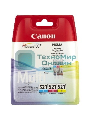 Картридж струйный Canon CLI-521 (2934B010) голубой/пурпурный/желтый набор карт. для Canon Pixma MP540/620/630/980