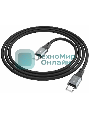Кабель USB2.0 Hoco Type-C/Type-C, 3А, 60Вт, силиконовая оплетка, X86, 1м, черный, коробка