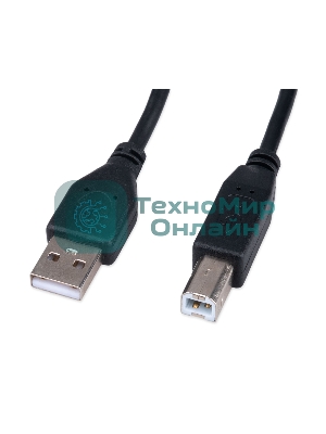 Кабель USB2.0 Cablexpert CCF-USB2-AMBM-1M, AM/BM, медь, двойн.экран, фер.кольцо, Pro, 1м, черный, пакет