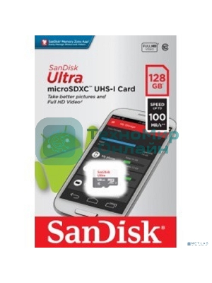 Флеш карта microSD 128Gb SanDisk microSDXC Class 10 Ultra UHS-I 100Mb/s