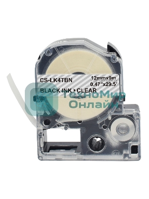 Картридж ленточный Cactus CS-LK4TBN черный, 12 мм, 9 м для Epson LW300/LW400/LW700/LW600P/LW1000P/K400/Z700/Z900
