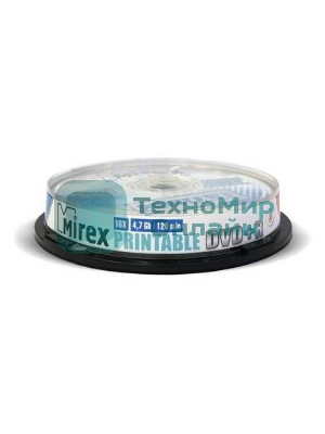 Диск DVD+R Mirex 4.7 Gb, 16x, Cake Box (10), Ink Printable (10/300)
