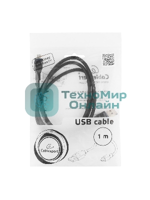 Кабель USB2.0 Pro Cablexpert CCP-mUSB2-AMBM-1M, AM/microBM 5P, 1м, экран, черный, пакет