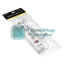 Сетевой фильтр-удлинитель с USB зарядкой ExeGate SP-5-USB-1.8W (5 евророзеток с заземлением, 2 USB-A 2A, 1.8 м, защита от перегрузки, выключатель с подсветкой, белый)