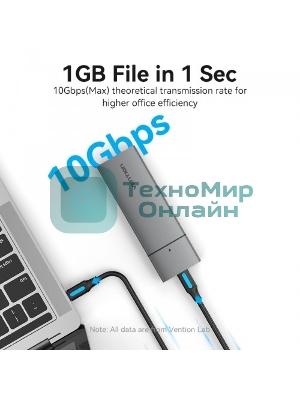 Корпус для SSD Vention USB 3.1 Gen 2-C M.2 NVMe Серый