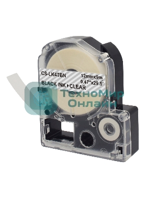 Картридж ленточный Cactus CS-LK4TBN черный, 12 мм, 9 м для Epson LW300/LW400/LW700/LW600P/LW1000P/K400/Z700/Z900