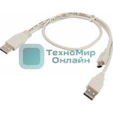 Kабель USB2.0 Ningbo mini (5pin)-A 0,5m +доп.питание A(0.3m)