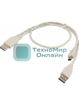 Kабель USB2.0 Ningbo mini (5pin)-A 0,5m +доп.питание A(0.3m)