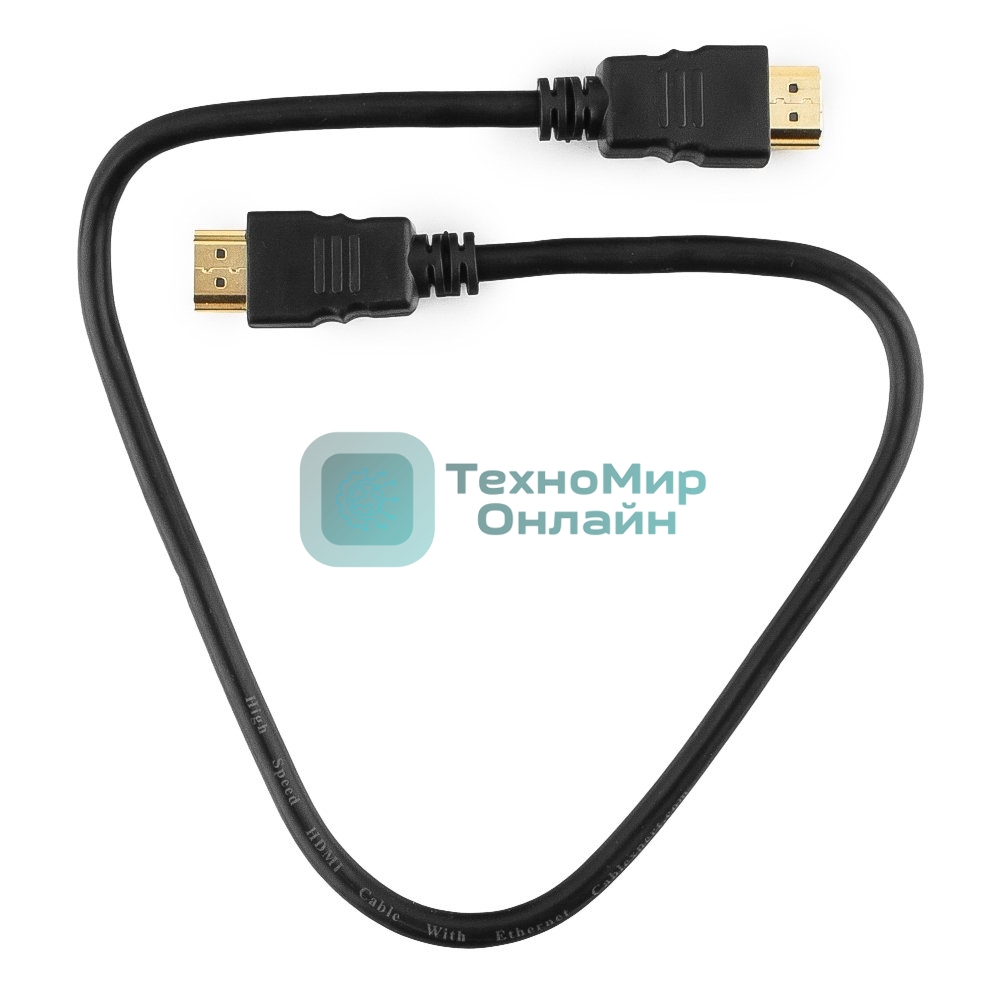 Кабель Cablexpert HDMI CC-HDMI4-0.5M, 19M/19M, v2.0, медь, позол.разъемы, экран, 0.5м, черный, пак