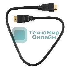 Кабель Cablexpert HDMI CC-HDMI4-0.5M, 19M/19M, v2.0, медь, позол.разъемы, экран, 0.5м, черный, пак