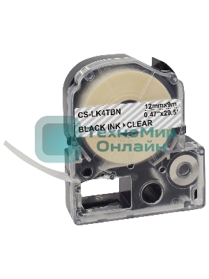 Картридж ленточный Cactus CS-LK4TBN черный, 12 мм, 9 м для Epson LW300/LW400/LW700/LW600P/LW1000P/K400/Z700/Z900