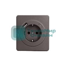 Розетка Kranz ROUND 1-ая с/з с/у з/ш 16А с USB A+C быстрой зарядки 5В/3А титан