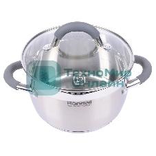 Кастрюля Rondell RDS-023 с\кр 18 см, (2,3л) Flamme (нерж.сталь 18/10,ручки из нерж.стали со вставкой силикон)