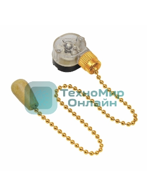 Выключатель Rexant для настенного светильника c деревянным наконечником, золотой, 1 шт.