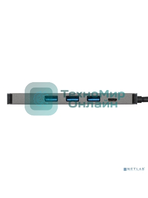 USB-концентратор ExeGate DUB-31C/PD/H (кабель-адаптер USB Type-C --> 3xUSB3.0 + PD 60W + HDMI 4K@30Hz, Plug&Play, серый)