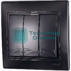 Выключатель 3-кл. 1п СП Мира 10А IP20 со вставкой черный бархат LEZARD 701-4242-109