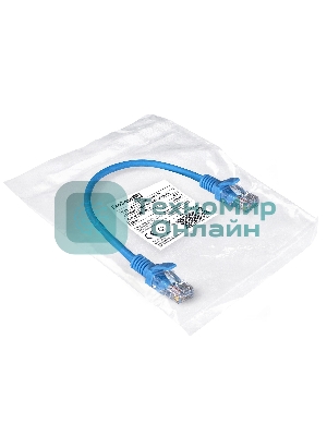 Патч-корд ExeGate EX286371RUS UTP-RJ45-RJ45-5e-0,3M-LSZH-BL, UTP, cat.5e, LSZH, 0.3м, синий