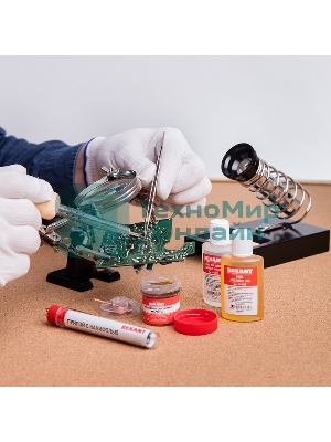 Набор для пайки Rexant К1 универсальный (припой, флюс ПК, флюс СКФ, канифоль, оплетка)